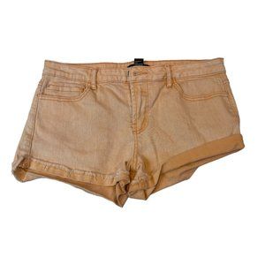 Forever 21 Womens Denim Jeans Shorts Roll Cuffed Hem Mid Rise Stretch Pink SZ 29